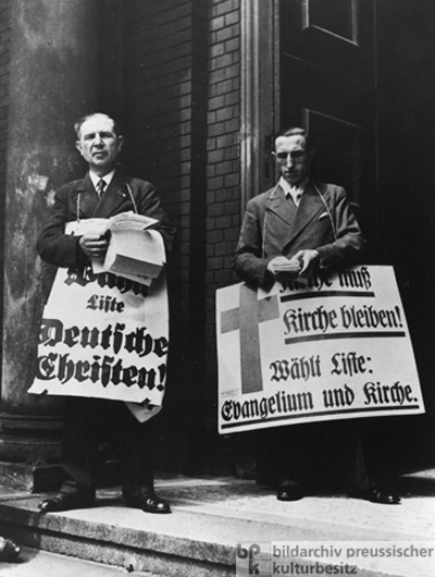 Wahlpropaganda vor der Kirchentür – Kirchenwahl in Berlin (Juli 1933)